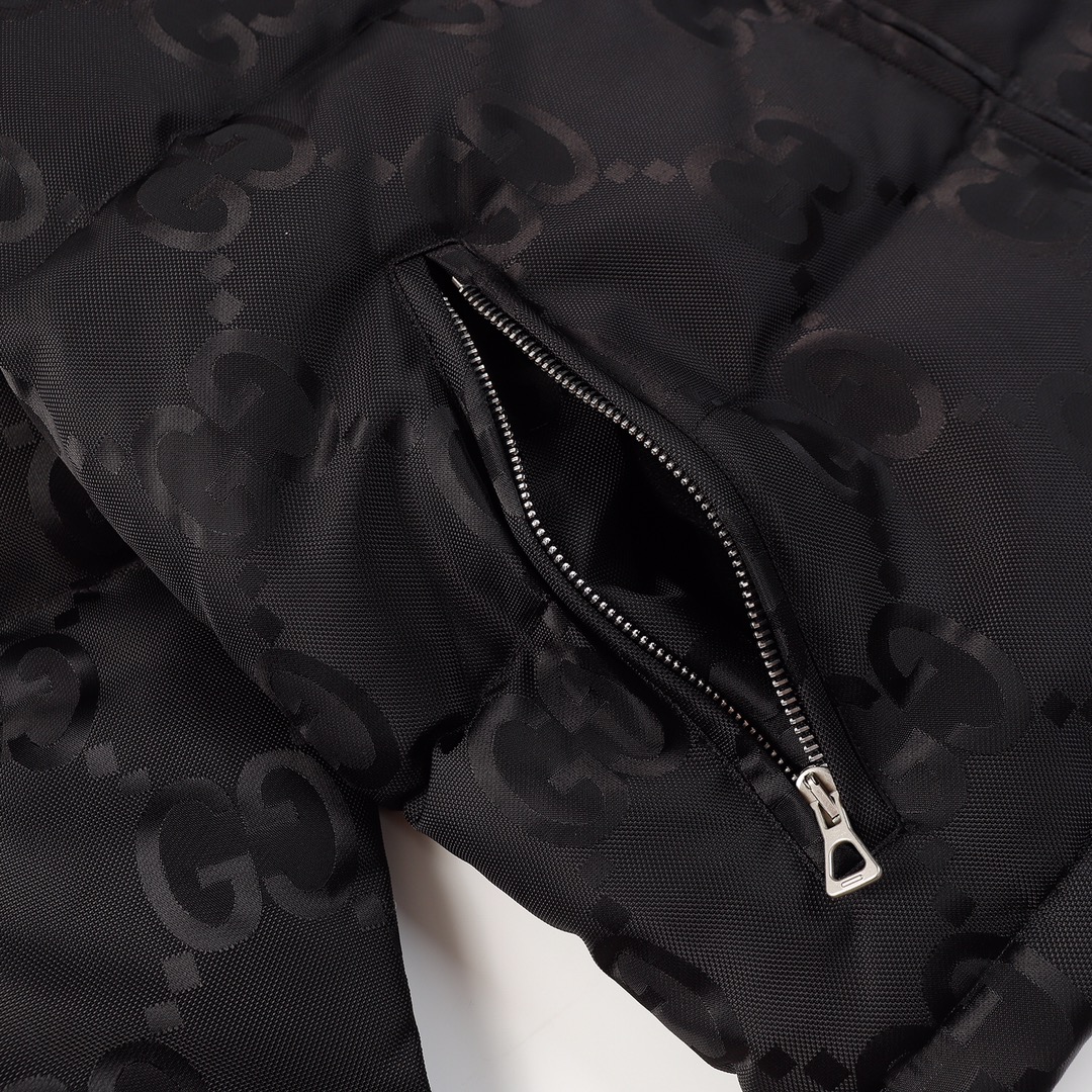 GUCCI GG パターン フロントボタン ダウンジャケット ブラック