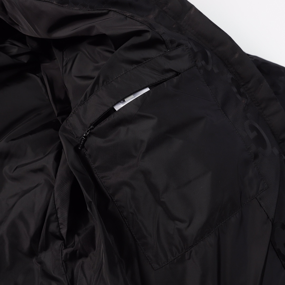 GUCCI GG パターン フロントボタン ダウンジャケット ブラック