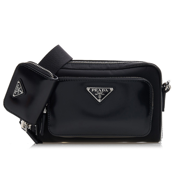 ♦PRADA♦Re-Nylon ブラッシュドレザークロスバッグ