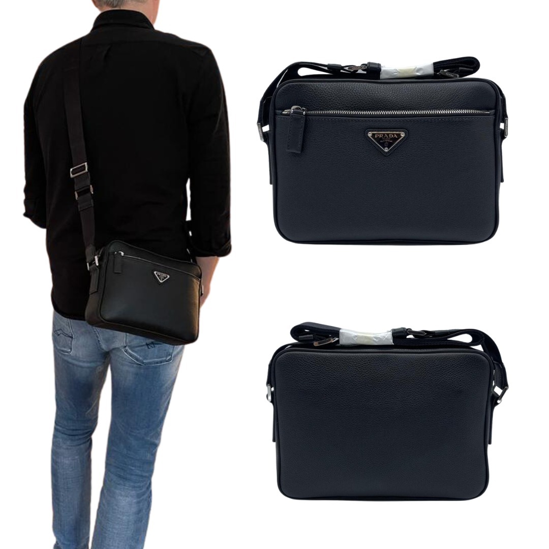 PRADA メンズ レザー ショルダーバッグ