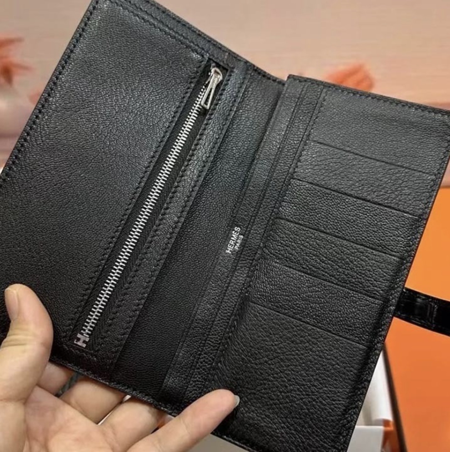 希少◆クロコの高級感◆HERMES ベアン Bearn 長財布