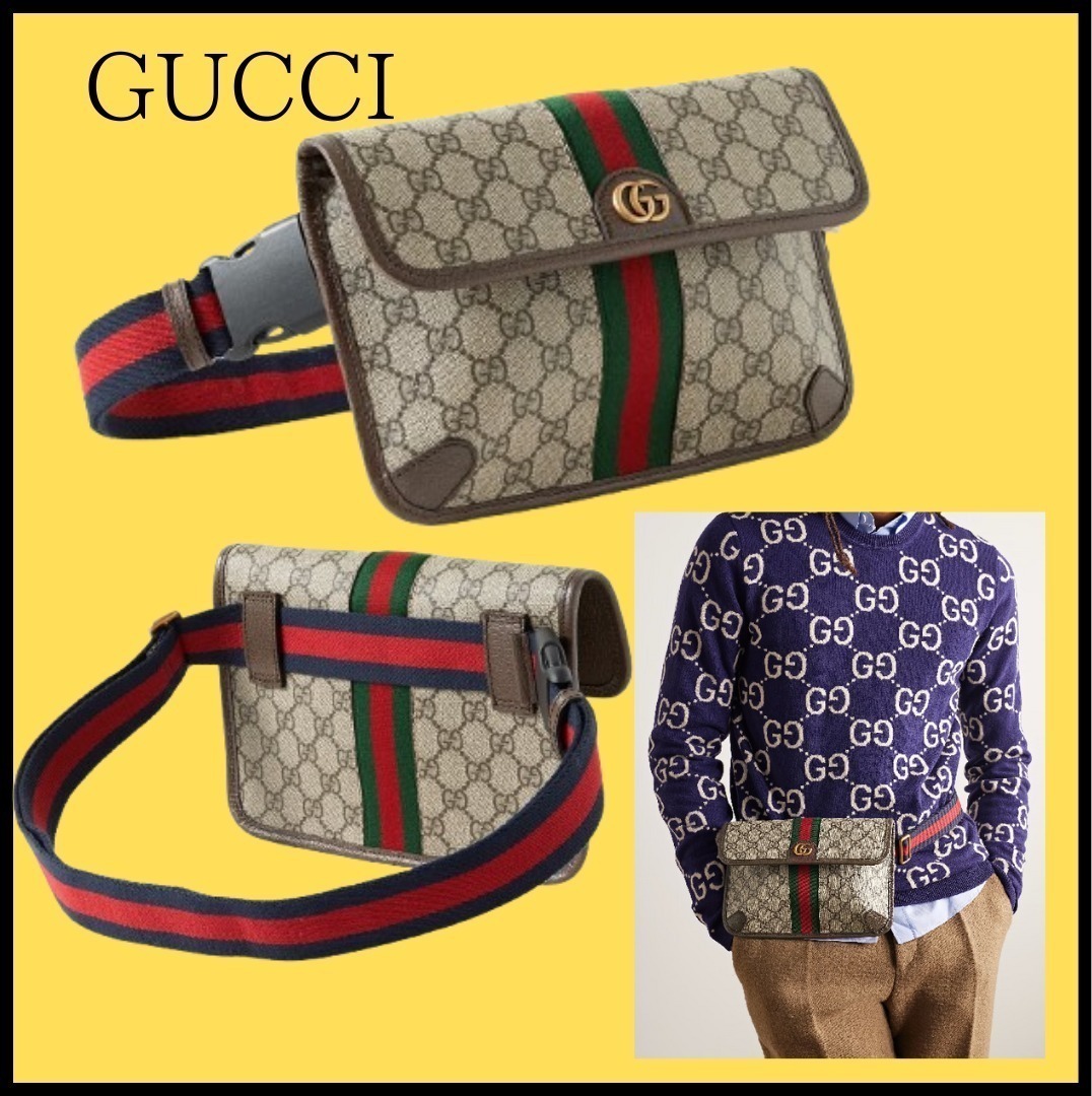 【GUCCI】レザー＆コーティングキャンバス モノグラム