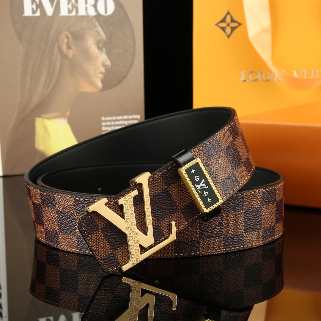 Louis Vuitton 本物のシンクロナイズドクラシックバージョンレターピュアスチールバックル