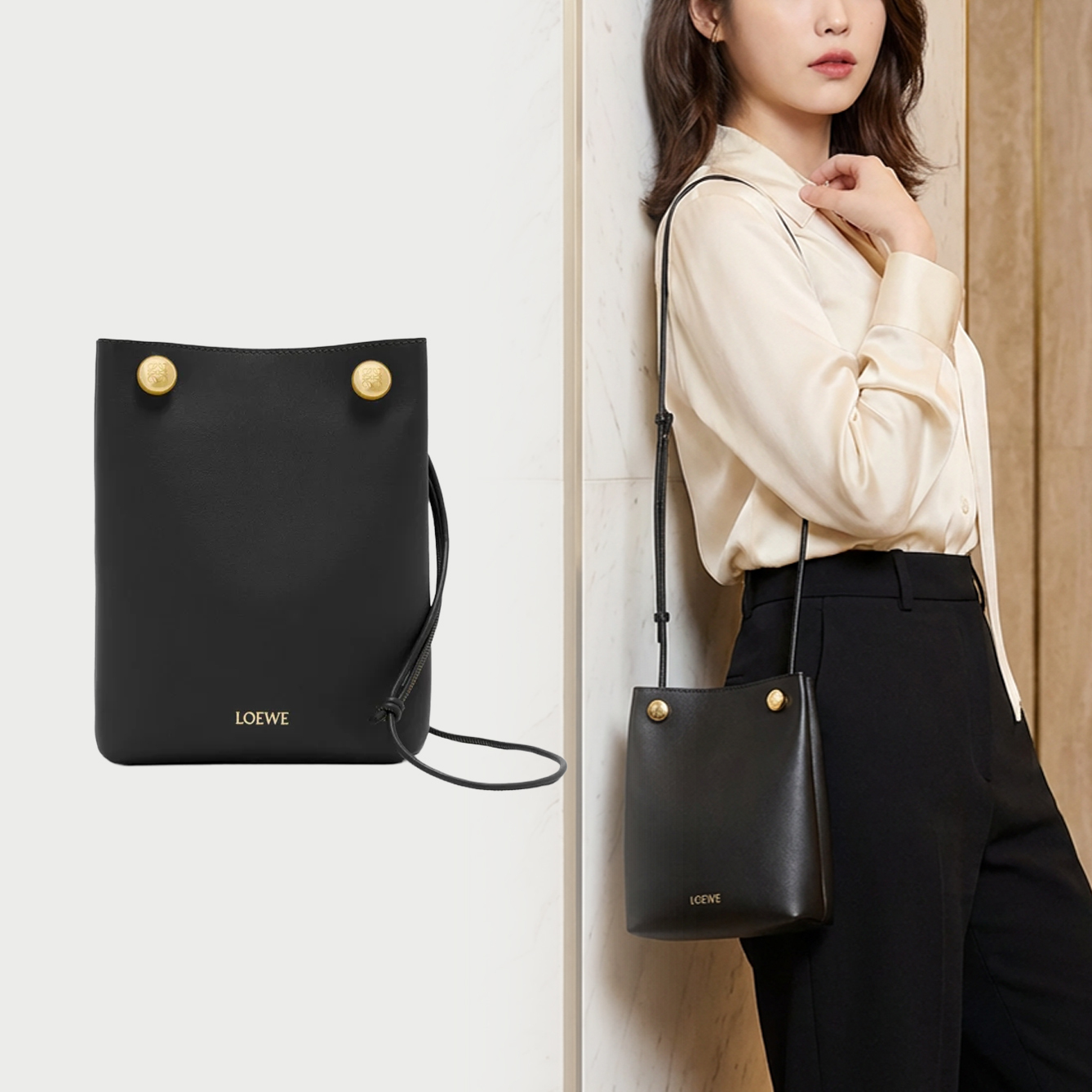 LOEWE ぺブル ポーチ スムースカーフ
