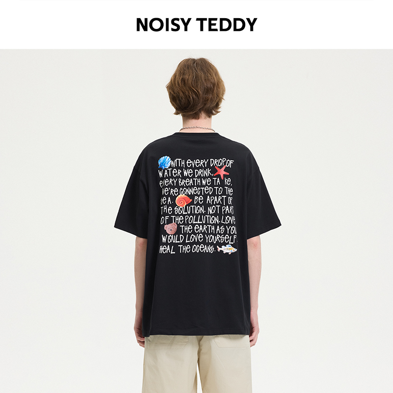 NOISY TEDDY男女同款夏新款时尚立体玩偶短袖T恤衫