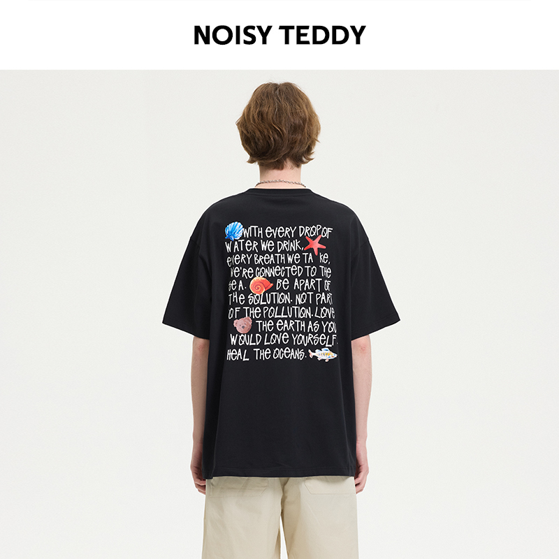 NOISY TEDDY男女同款夏新款时尚立体玩偶短袖T恤衫
