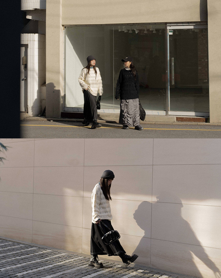 ボーダー切替ニット 4色展開