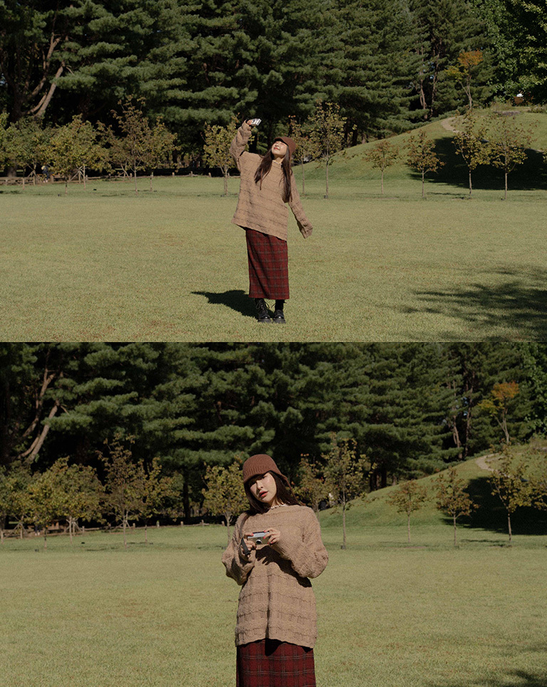 ボーダー切替ニット 4色展開