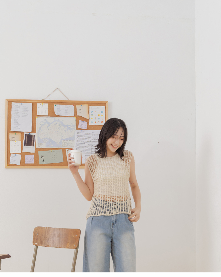 スクエアメッシュニットベスト 3色展開