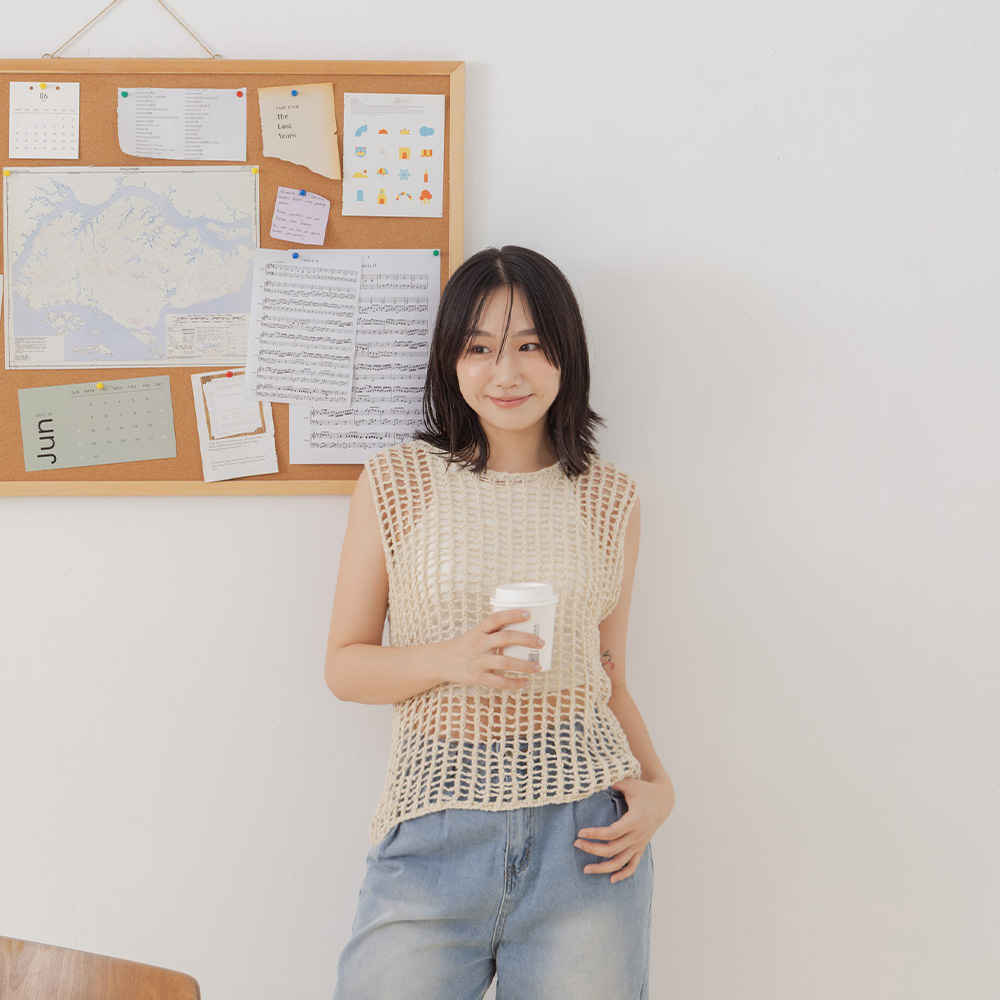 スクエアメッシュニットベスト 3色展開