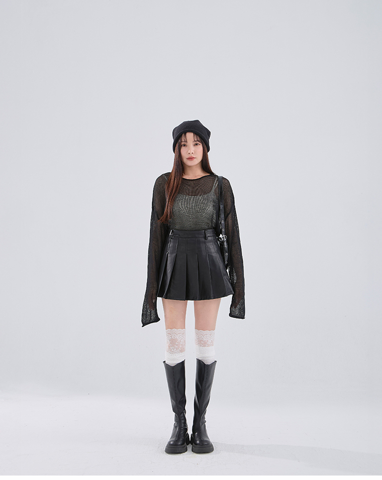 透かし編みワイドニットトップス 5色展開