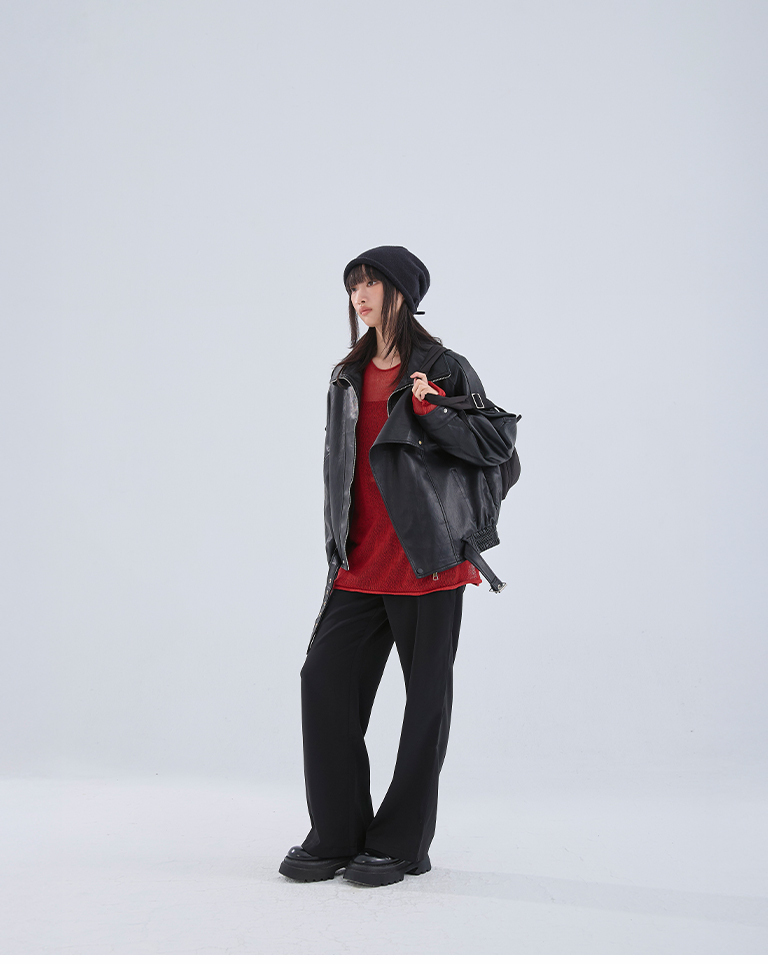 透かし編みワイドニットトップス 5色展開