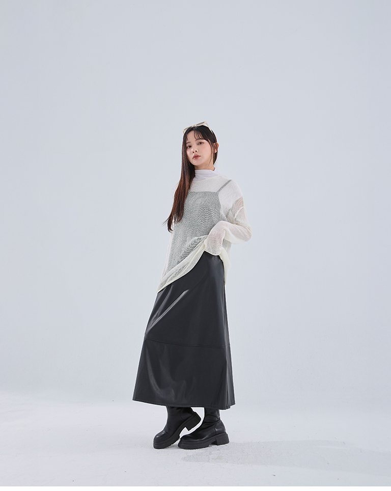 透かし編みワイドニットトップス 5色展開