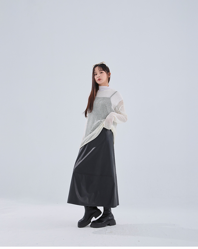 透かし編みワイドニットトップス 5色展開