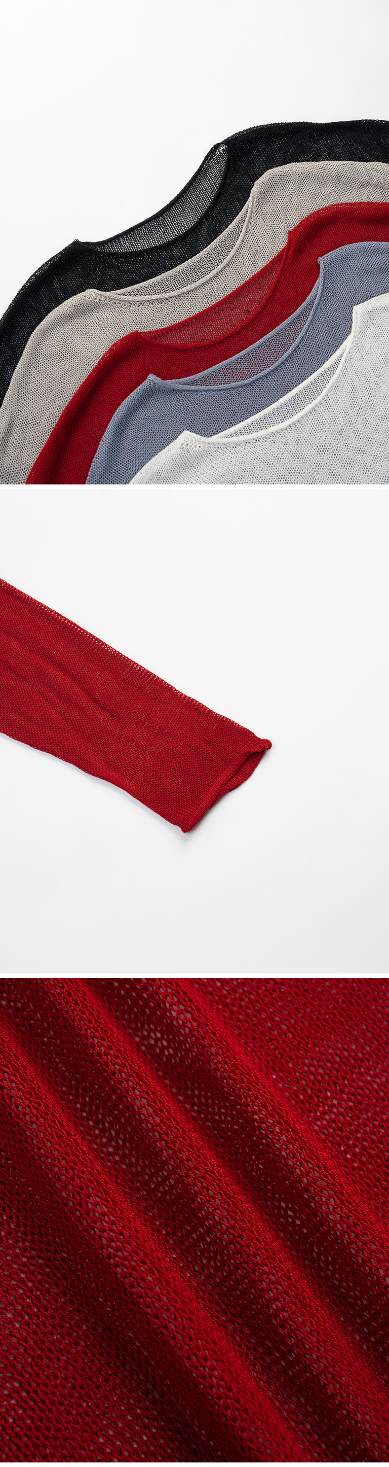 透かし編みワイドニットトップス 5色展開