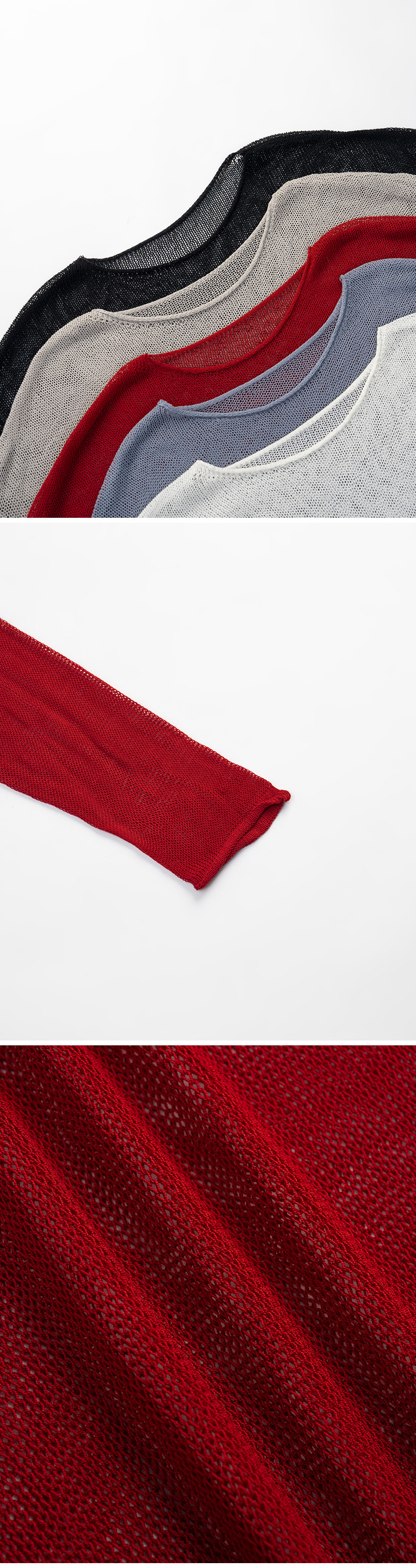 透かし編みワイドニットトップス 5色展開