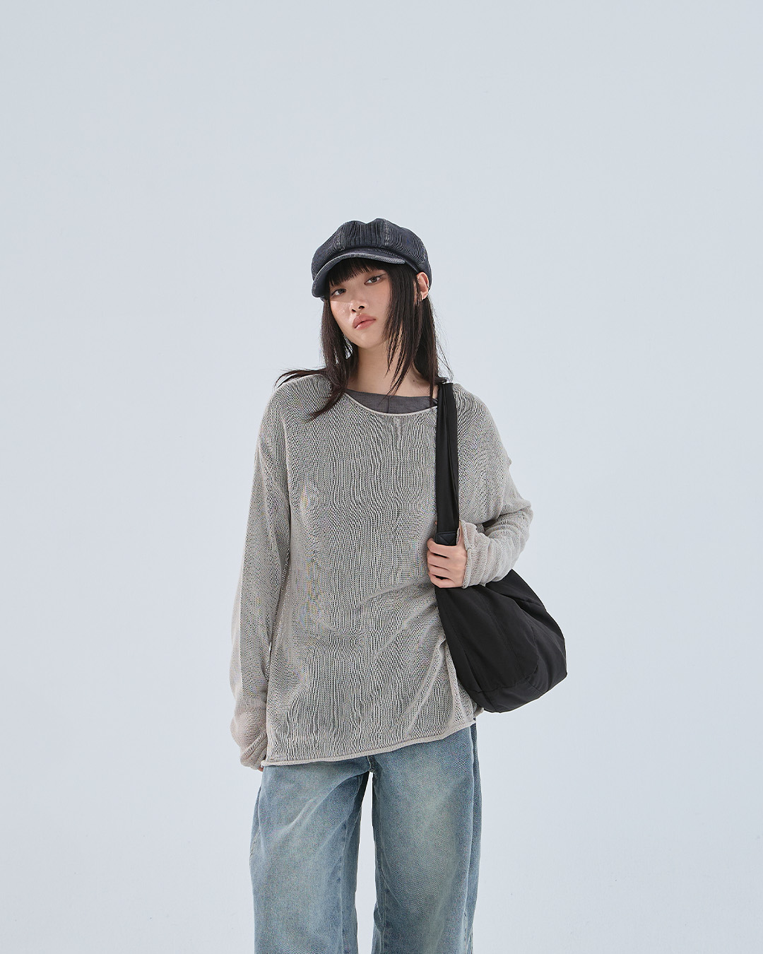 透かし編みワイドニットトップス 5色展開