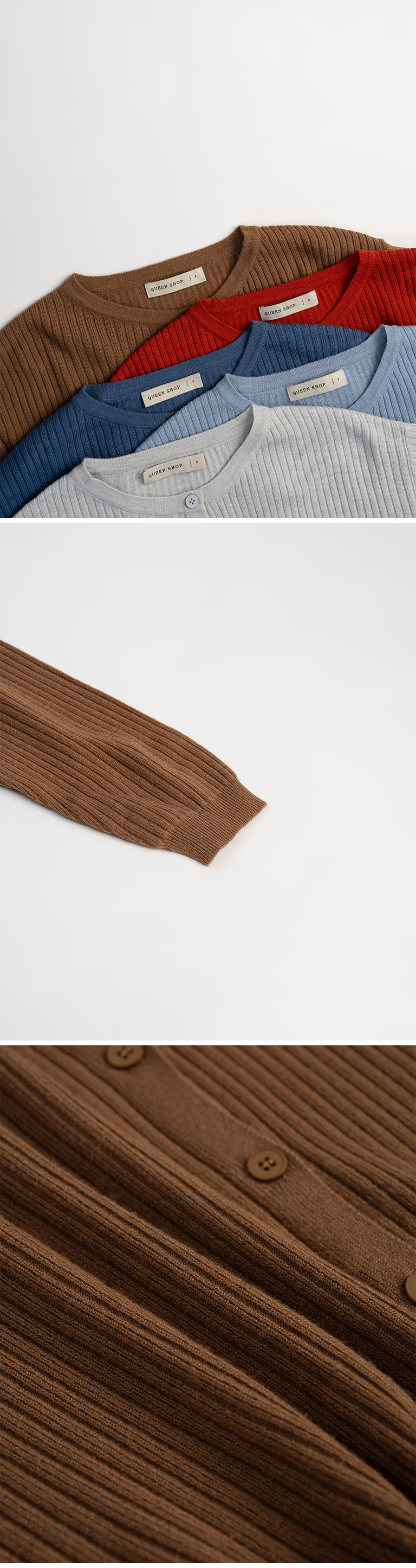 クルーネックボタンニットカーディガン 5色展開