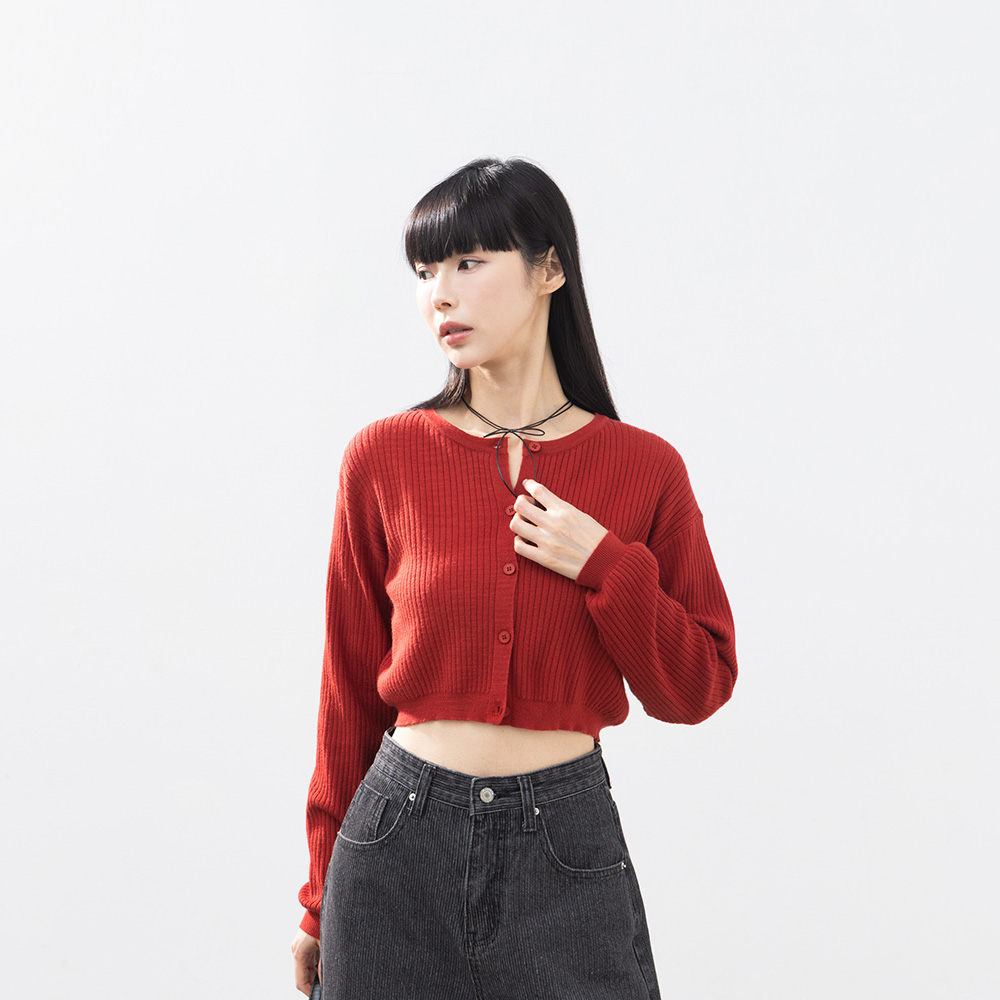 クルーネックボタンニットカーディガン 5色展開