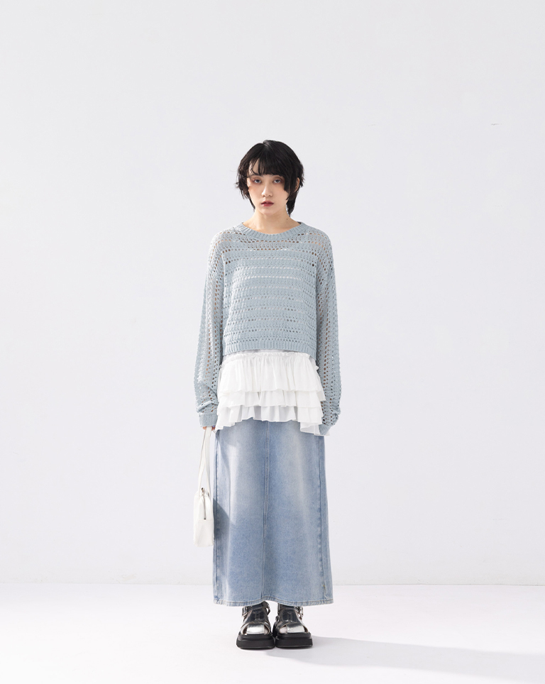 メッシュニットトップス 4色展開