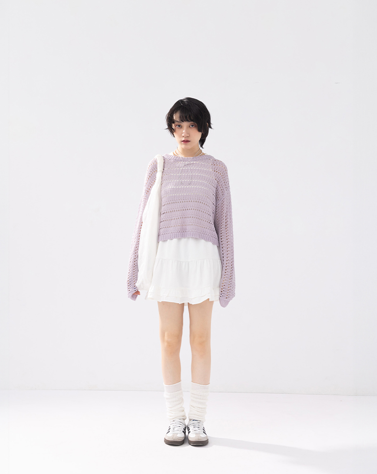 メッシュニットトップス 4色展開