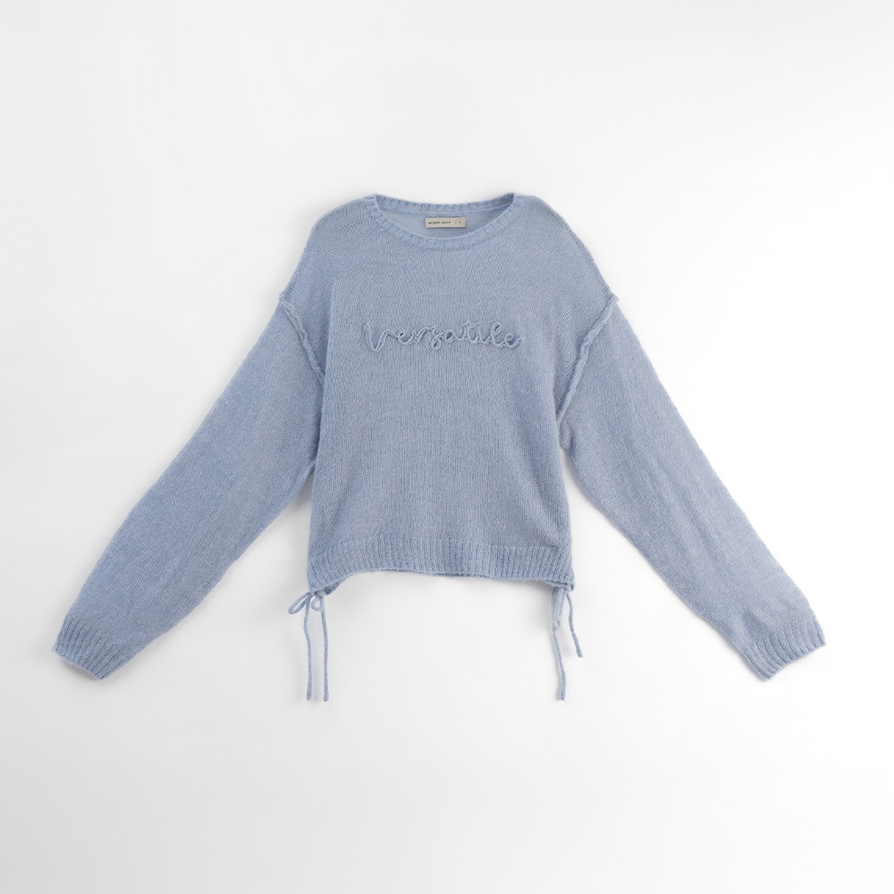 ヘムドローストリングロゴニットトップス 3色展開