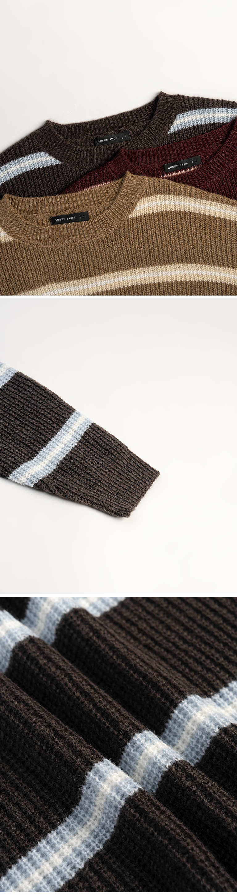 配色ボーダーオーバーサイズニット 3色展開