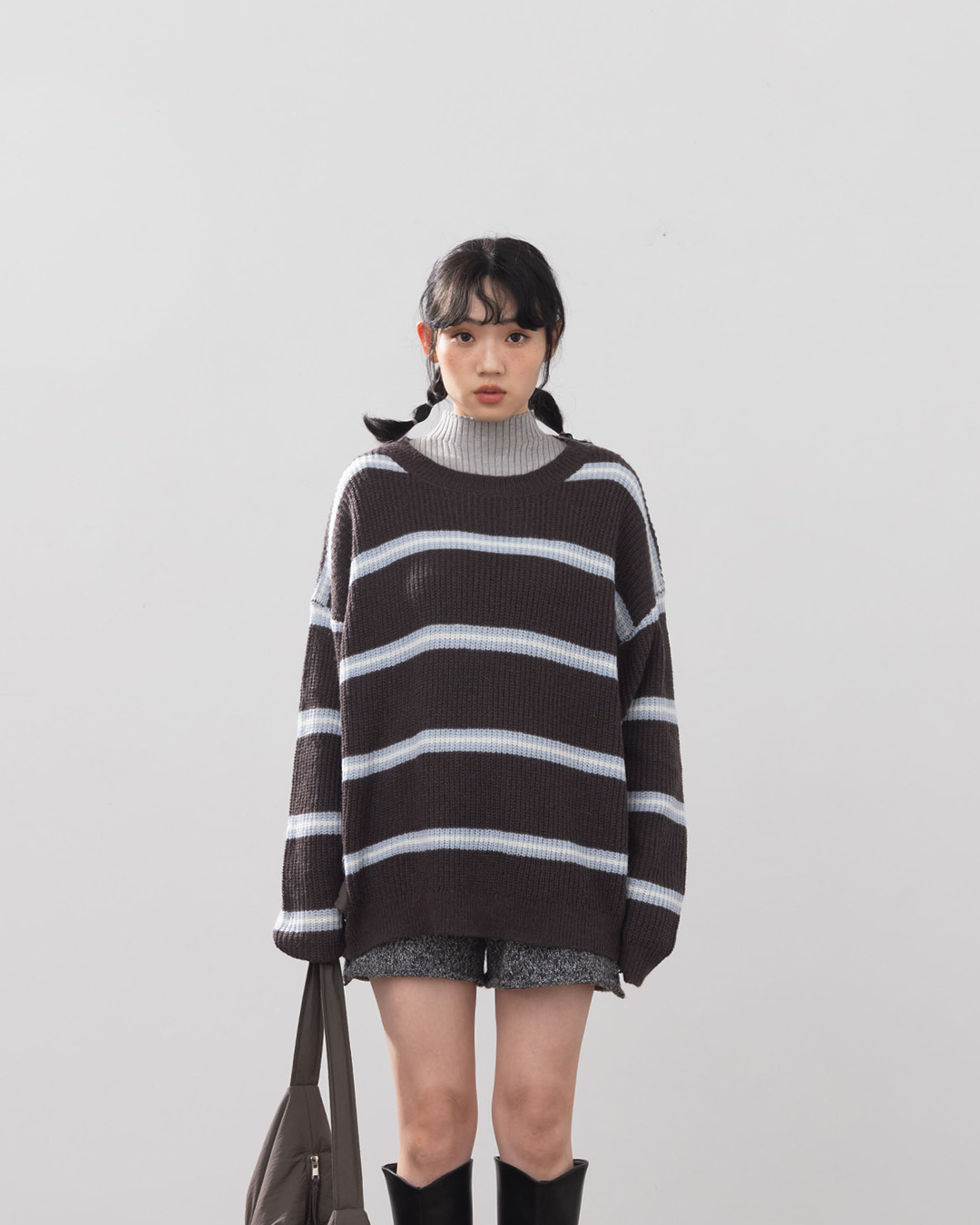 配色ボーダーオーバーサイズニット 3色展開