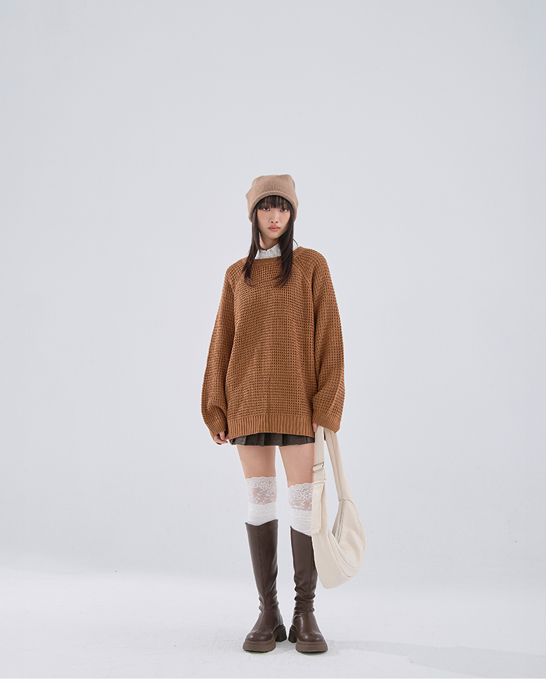 ユニセックス太めニットセーター 4色展開