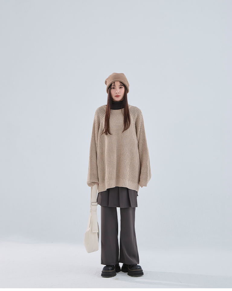 ユニセックス太めニットセーター 4色展開