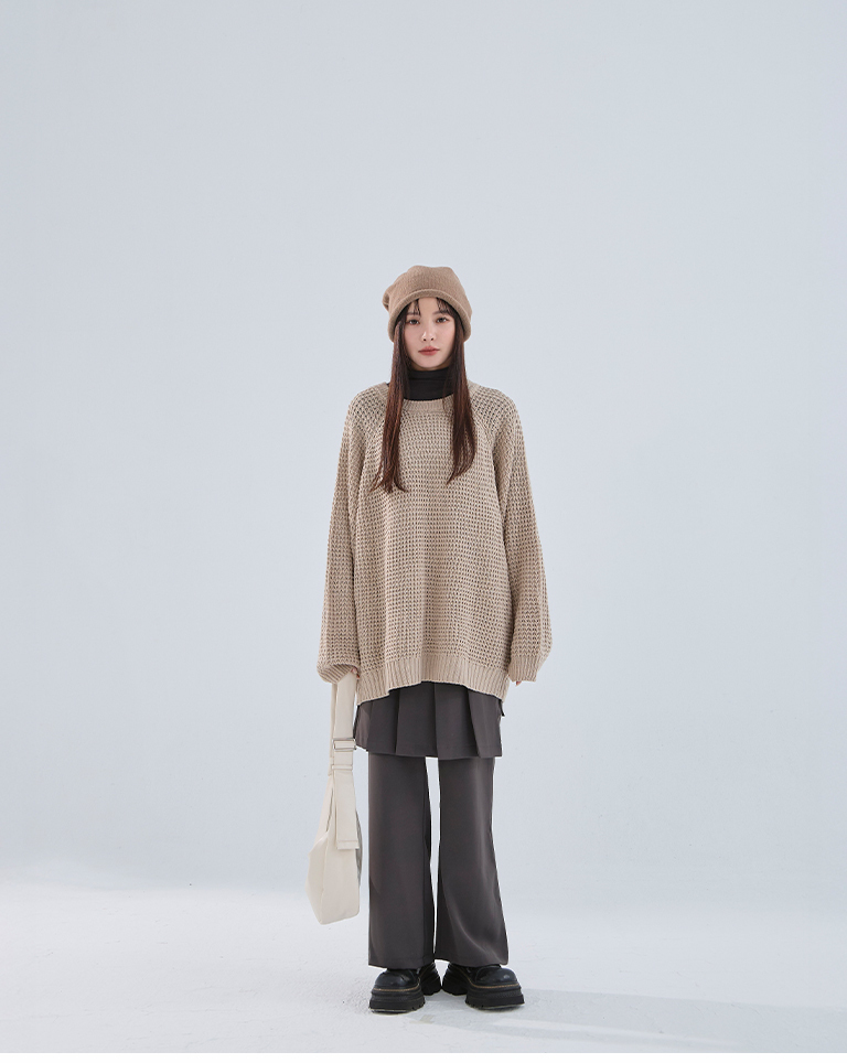 ユニセックス太めニットセーター 4色展開