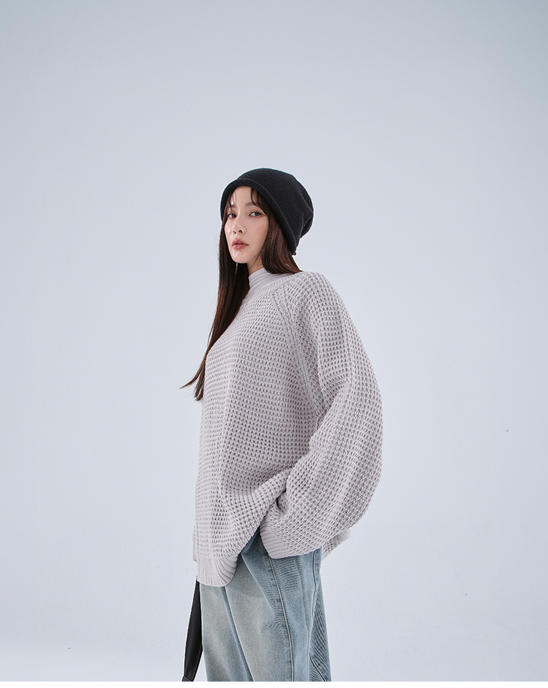 ユニセックス太めニットセーター 4色展開