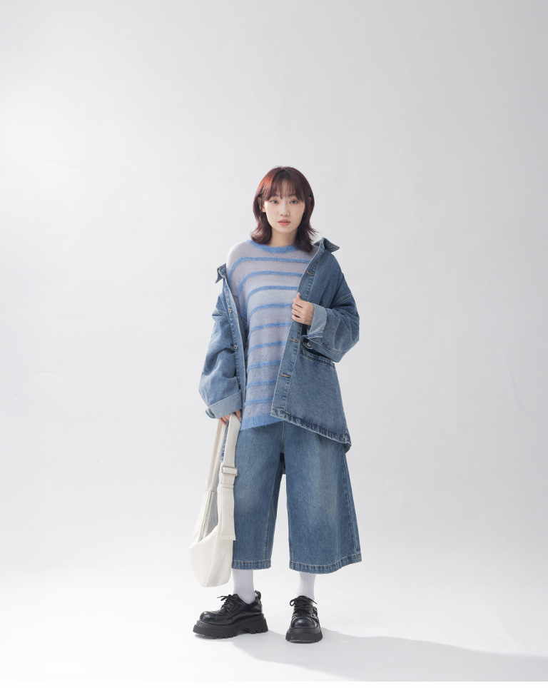 立体ボーダーニットトップス 3色展開