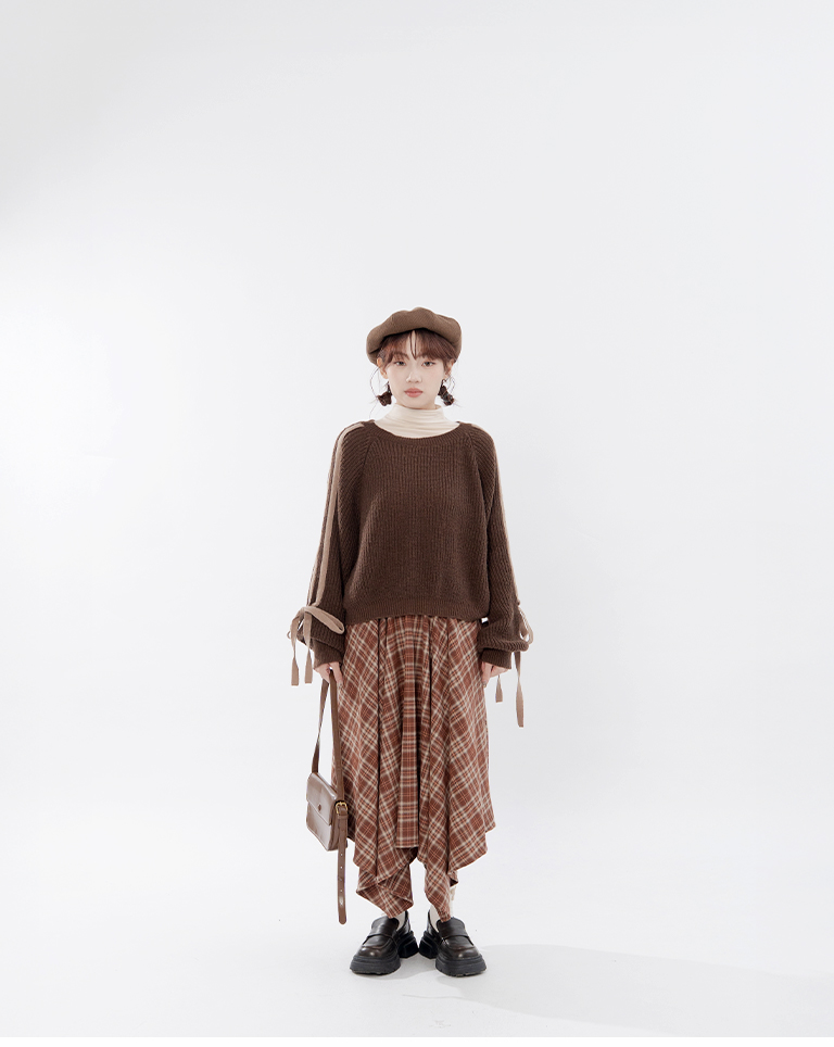 配色リボン結びニット 2色展開