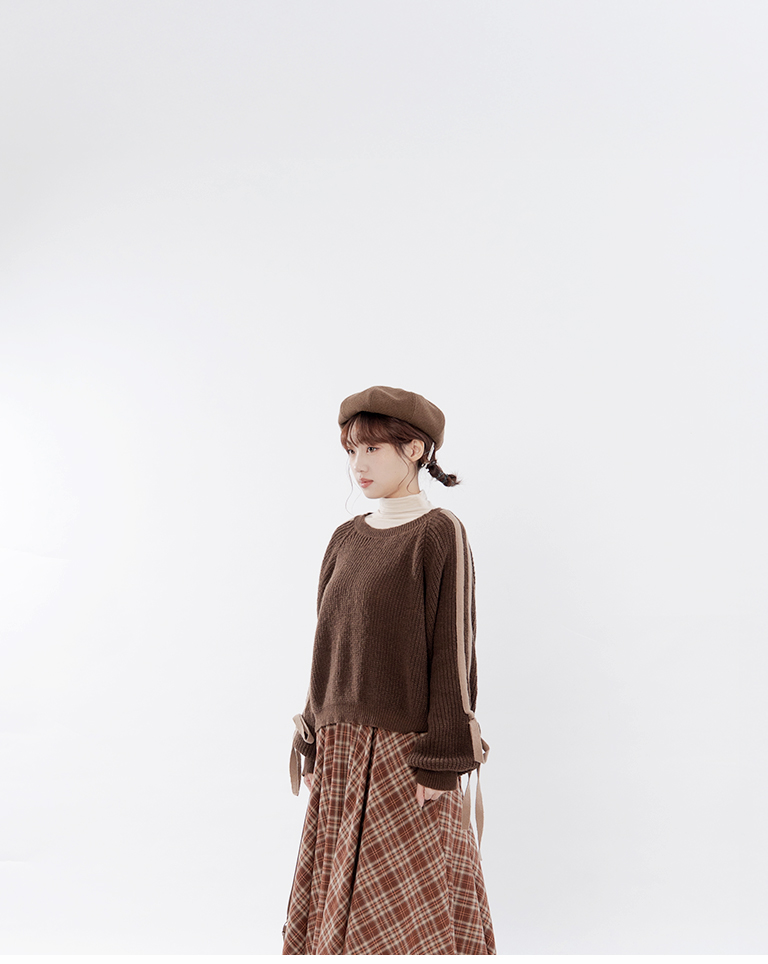 配色リボン結びニット 2色展開