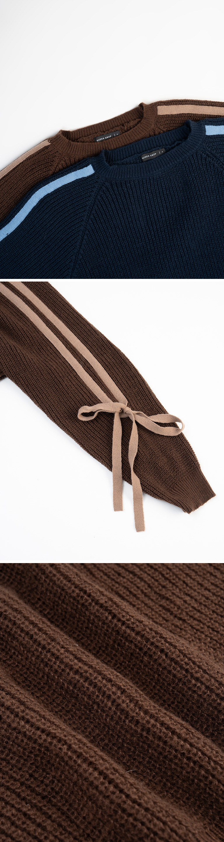 配色リボン結びニット 2色展開