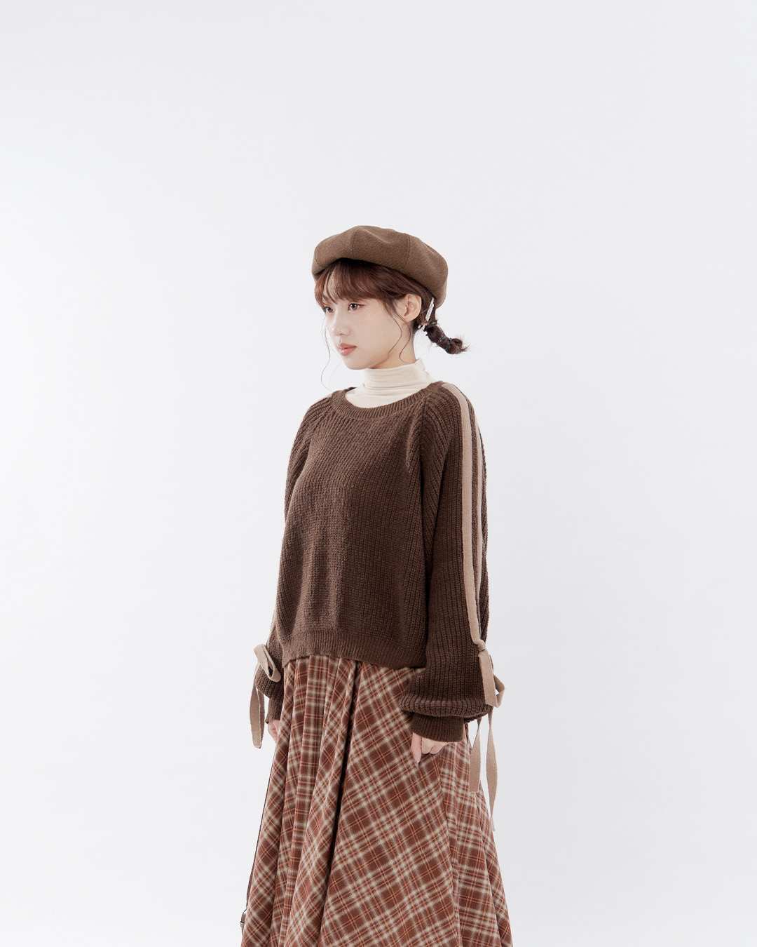 配色リボン結びニット 2色展開