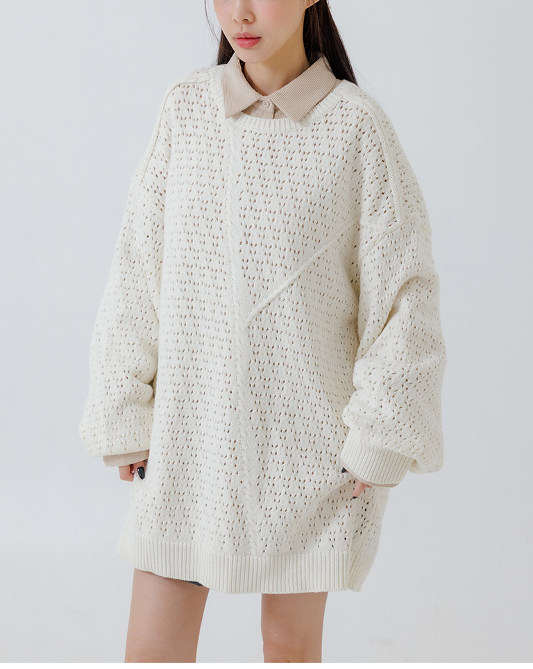 透かし編みオーバーサイズニット 2色展開