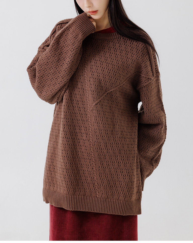 透かし編みオーバーサイズニット 2色展開