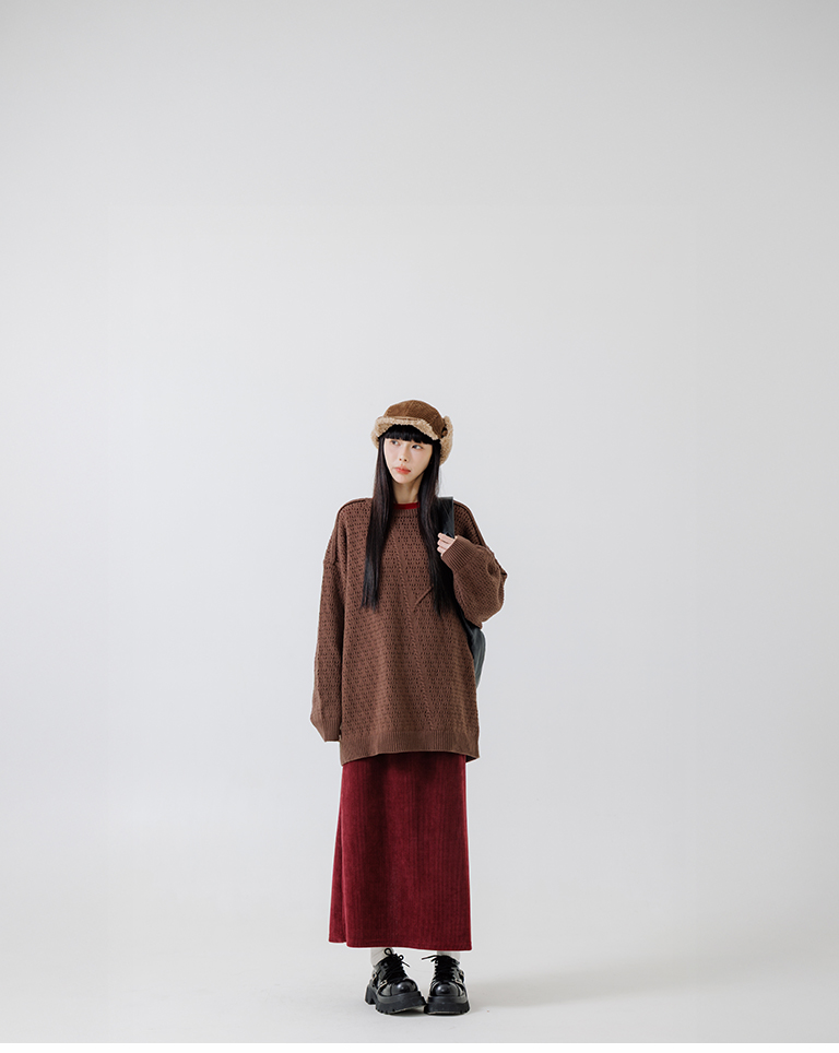 透かし編みオーバーサイズニット 2色展開