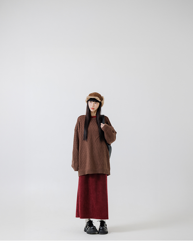 透かし編みオーバーサイズニット 2色展開