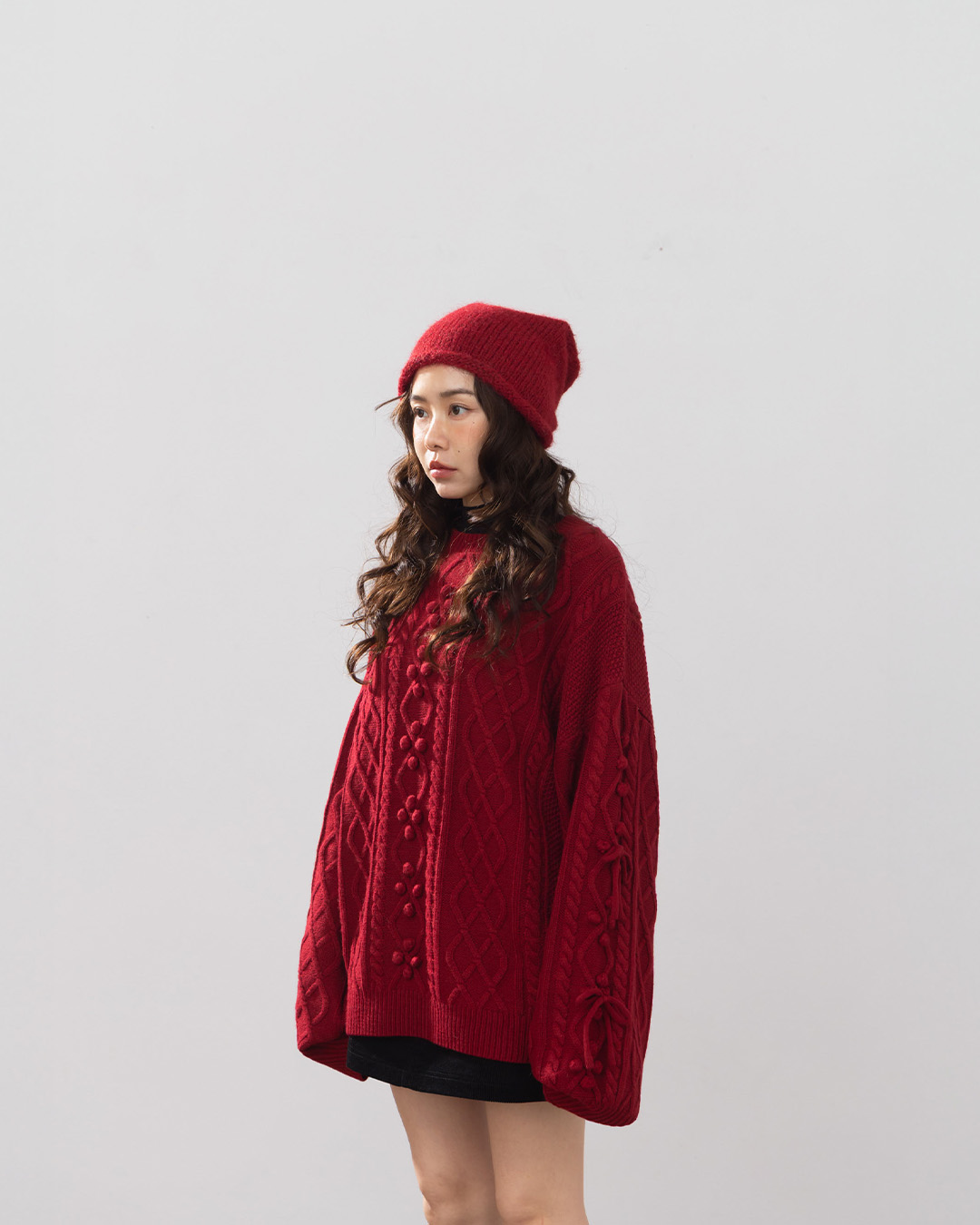 ポンポンケーブルニット 4色展開