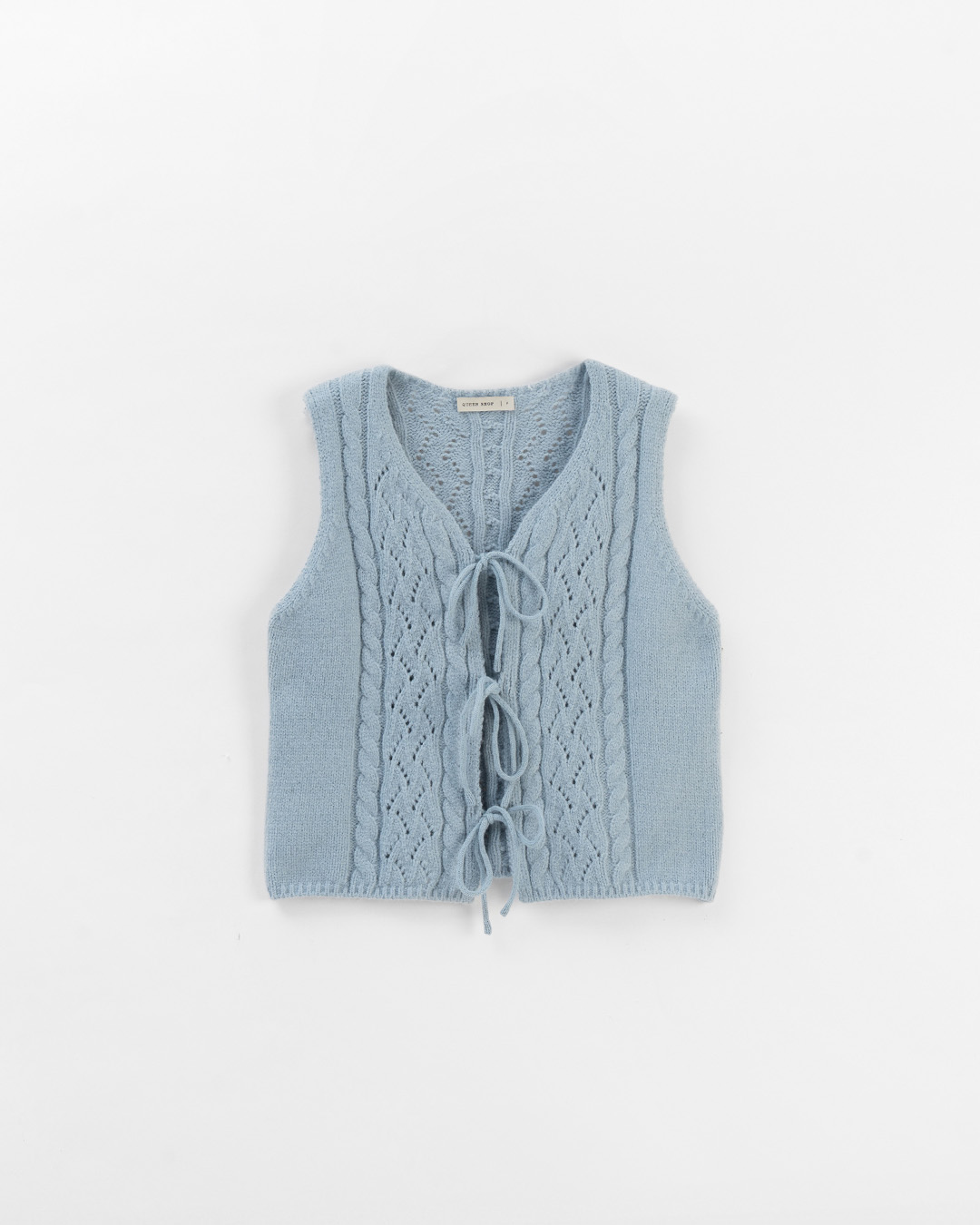 ケーブル透かし編みニットベスト 3色展開