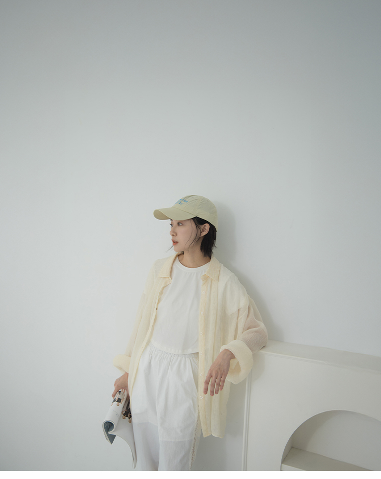 シワ加工シフォンシアーシャツ 4色展開