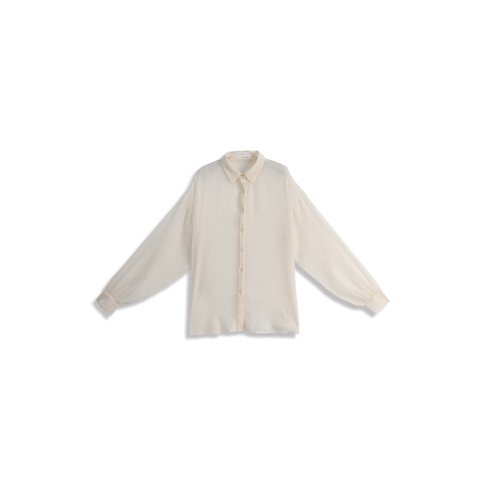 シワ加工シフォンシアーシャツ 4色展開