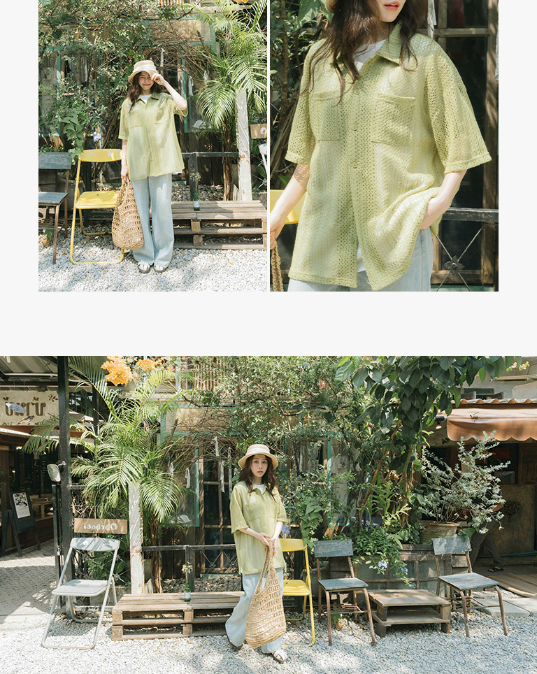 メッシュシアー半袖カーディガン 3色展開