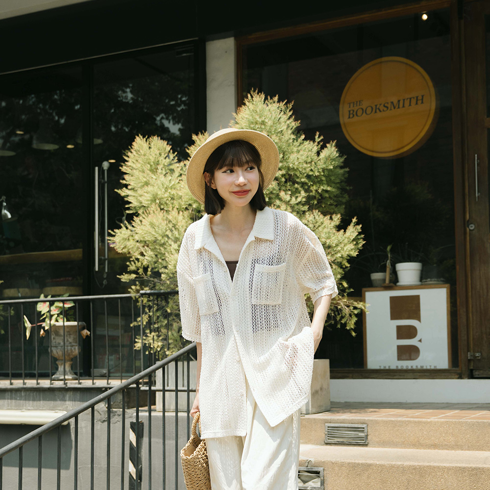 メッシュシアー半袖カーディガン 3色展開