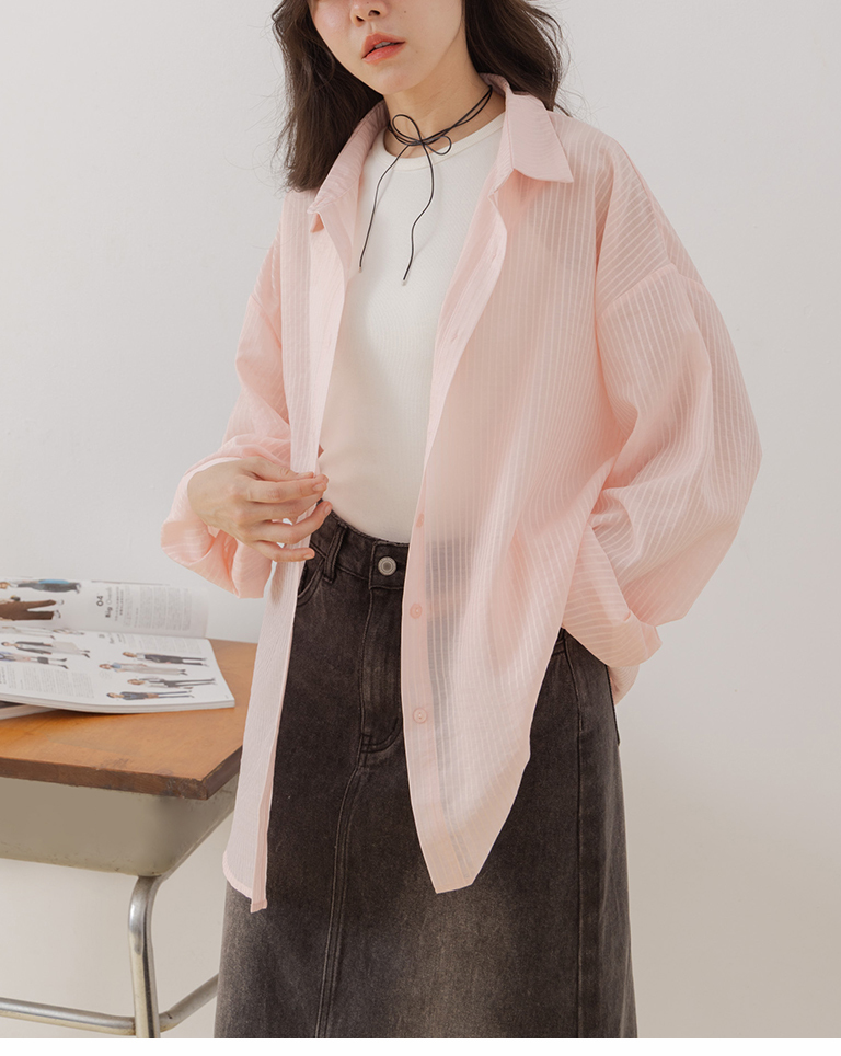 ストライプシアーシャツ  3色展開