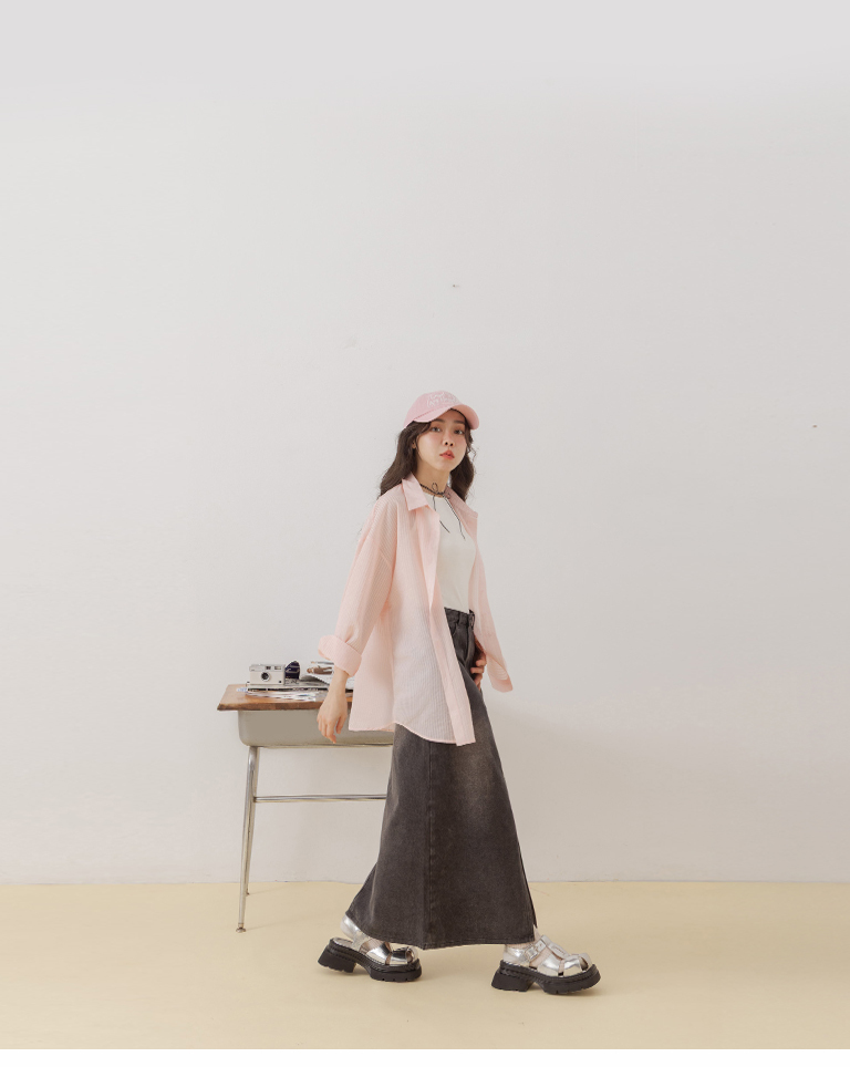 ストライプシアーシャツ  3色展開