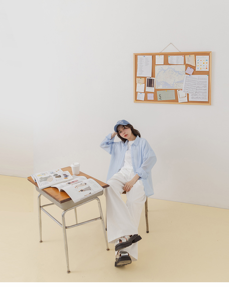 ストライプシアーシャツ  3色展開